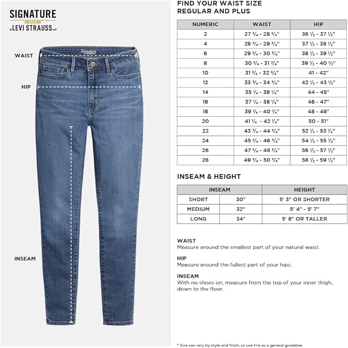 Signature by Levi Strauss & Co. Gold Women's Curvy Totally Shaping Straight Jeans, Blue Ice (New), 20 Long