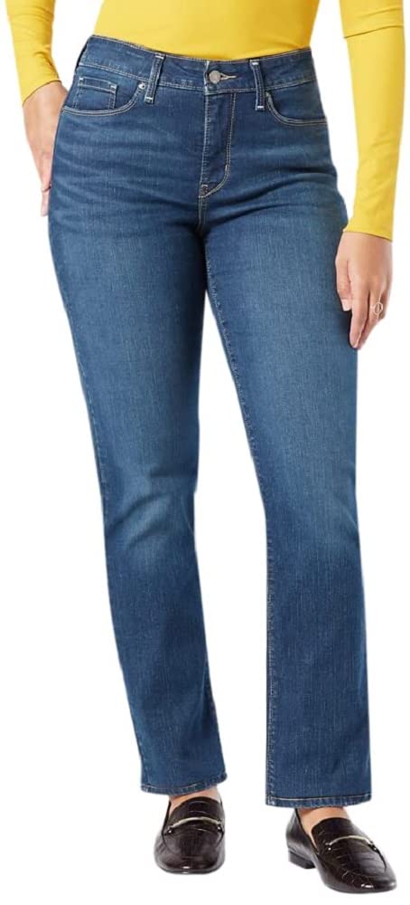 Signature by Levi Strauss & Co. Gold Women's Curvy Totally Shaping Straight Jeans, Blue Ice (New), 20 Long