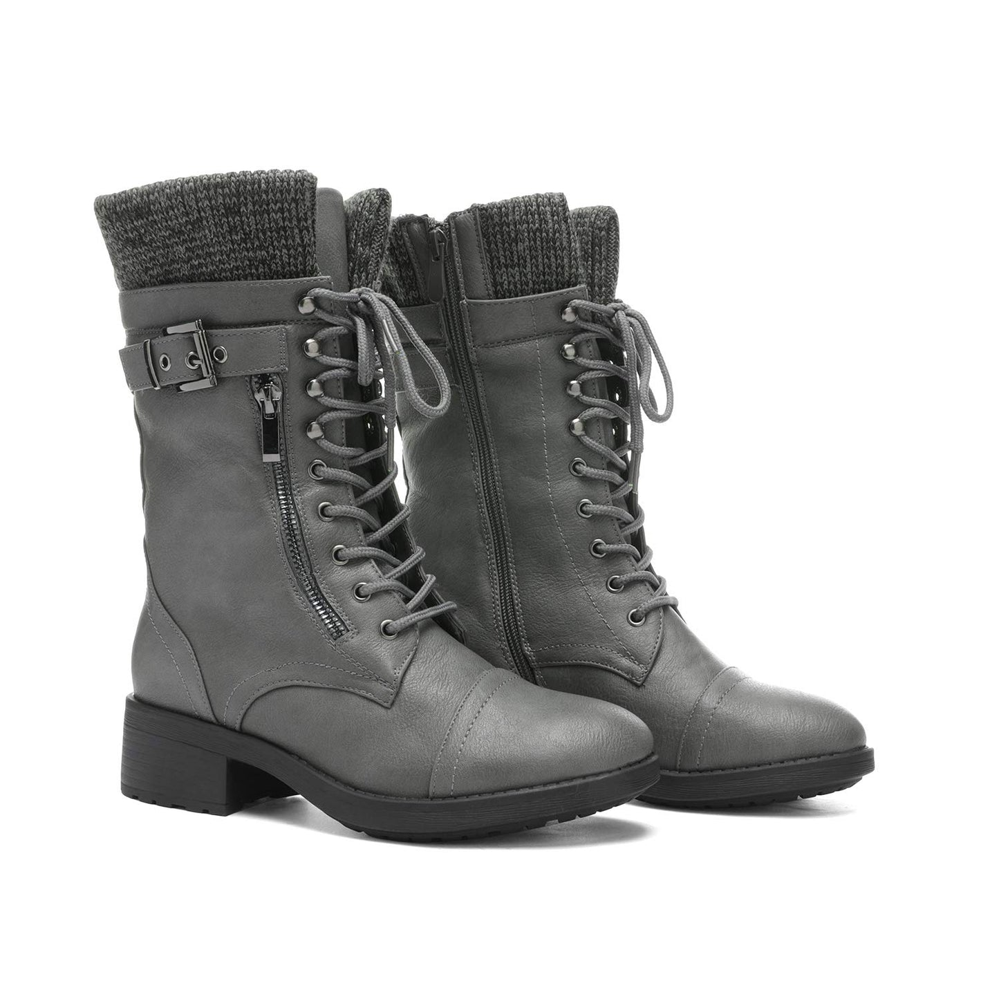 DREAM PAIRS Women's Winter Lace up Mid Calf Combat Riding Military Boots,Size 8.5,Black