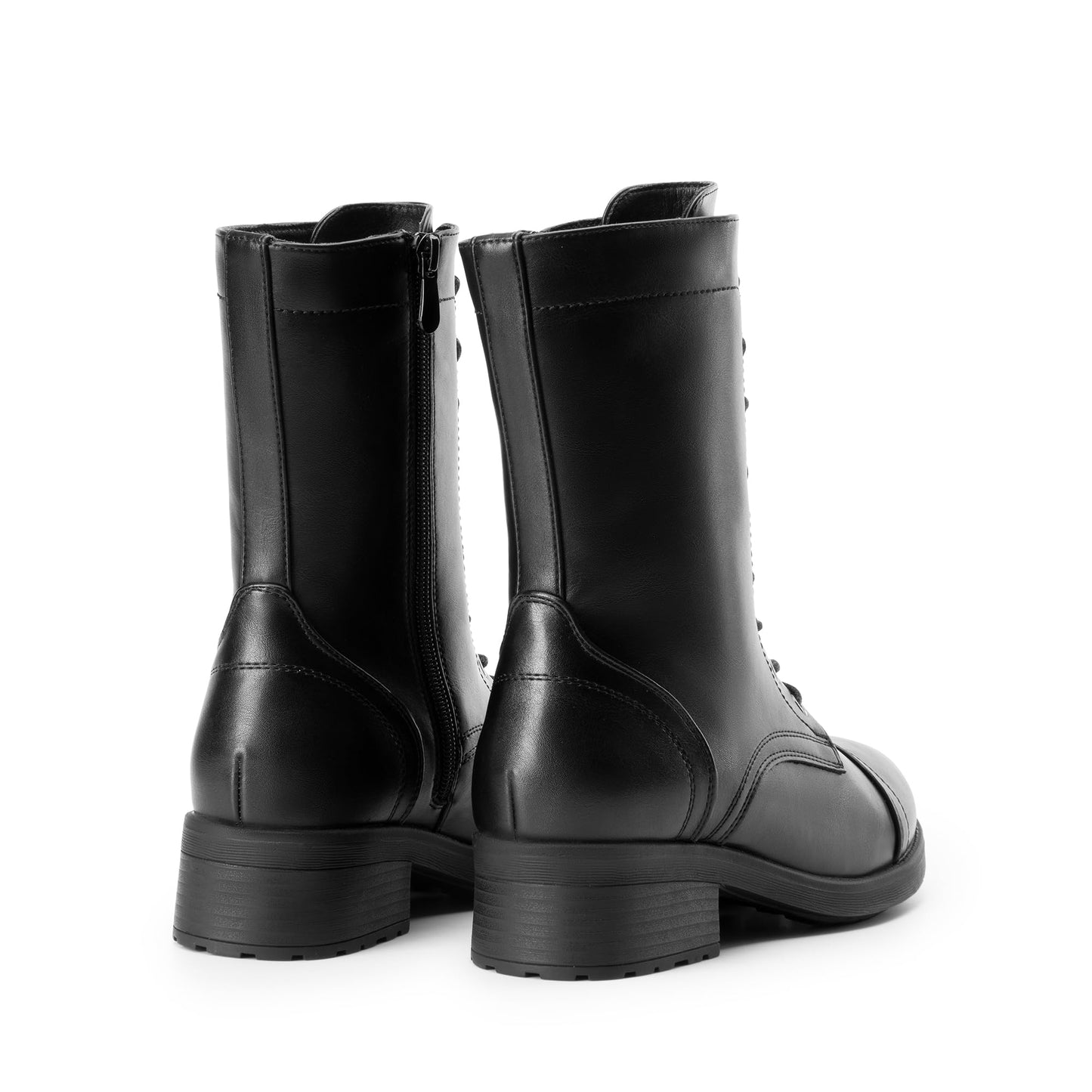 DREAM PAIRS Women's Winter Lace up Mid Calf Combat Riding Military Boots,Size 8.5,Black