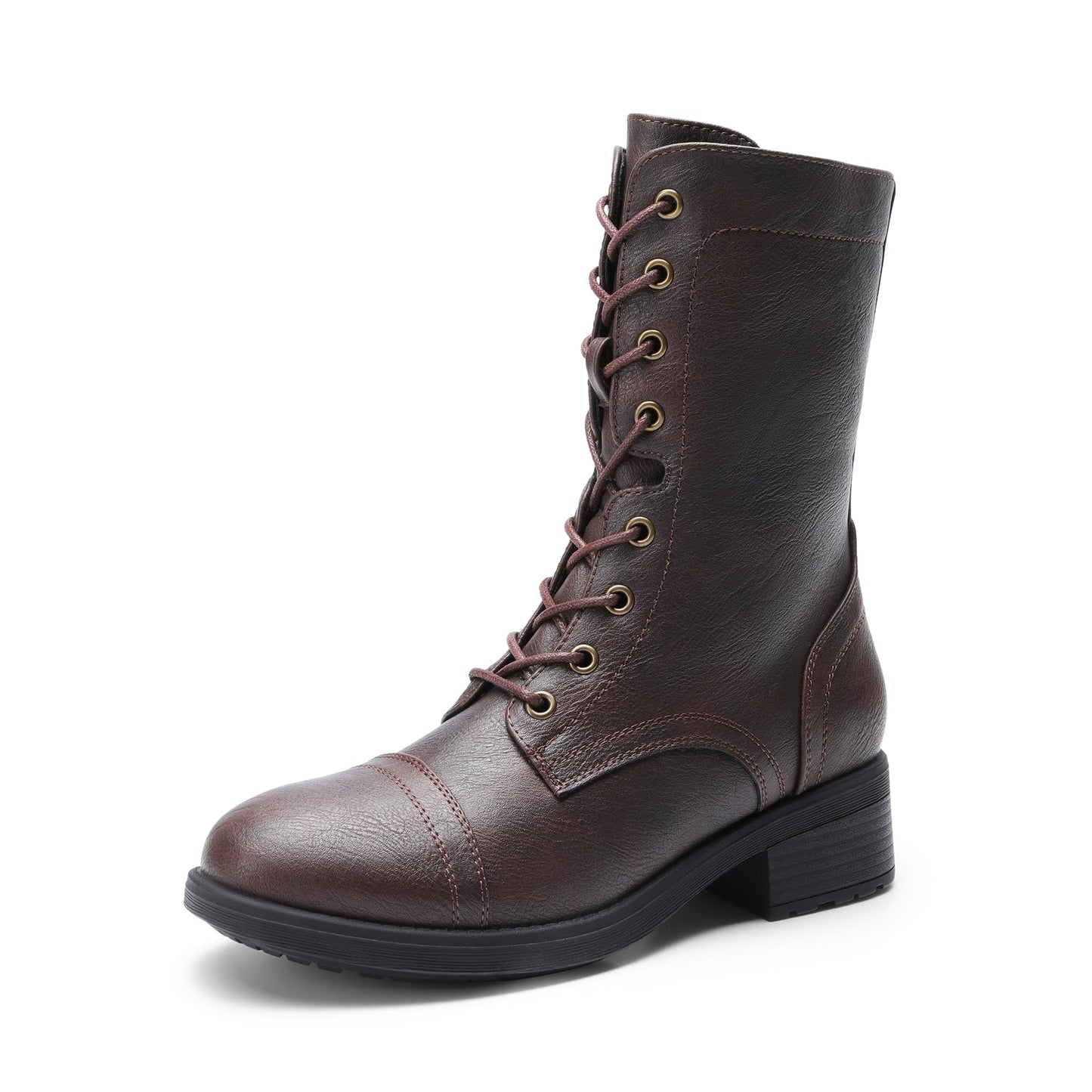 DREAM PAIRS Women's Winter Lace up Mid Calf Combat Riding Military Boots,Size 8.5,Black