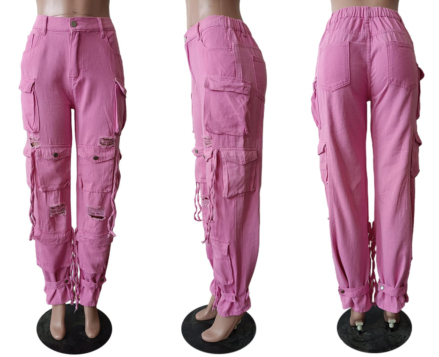 Lucuna Women's Cargo Pants Y2K High Waist Baggy Jeans Flap Pocket Loose Denim Pants Streetwear