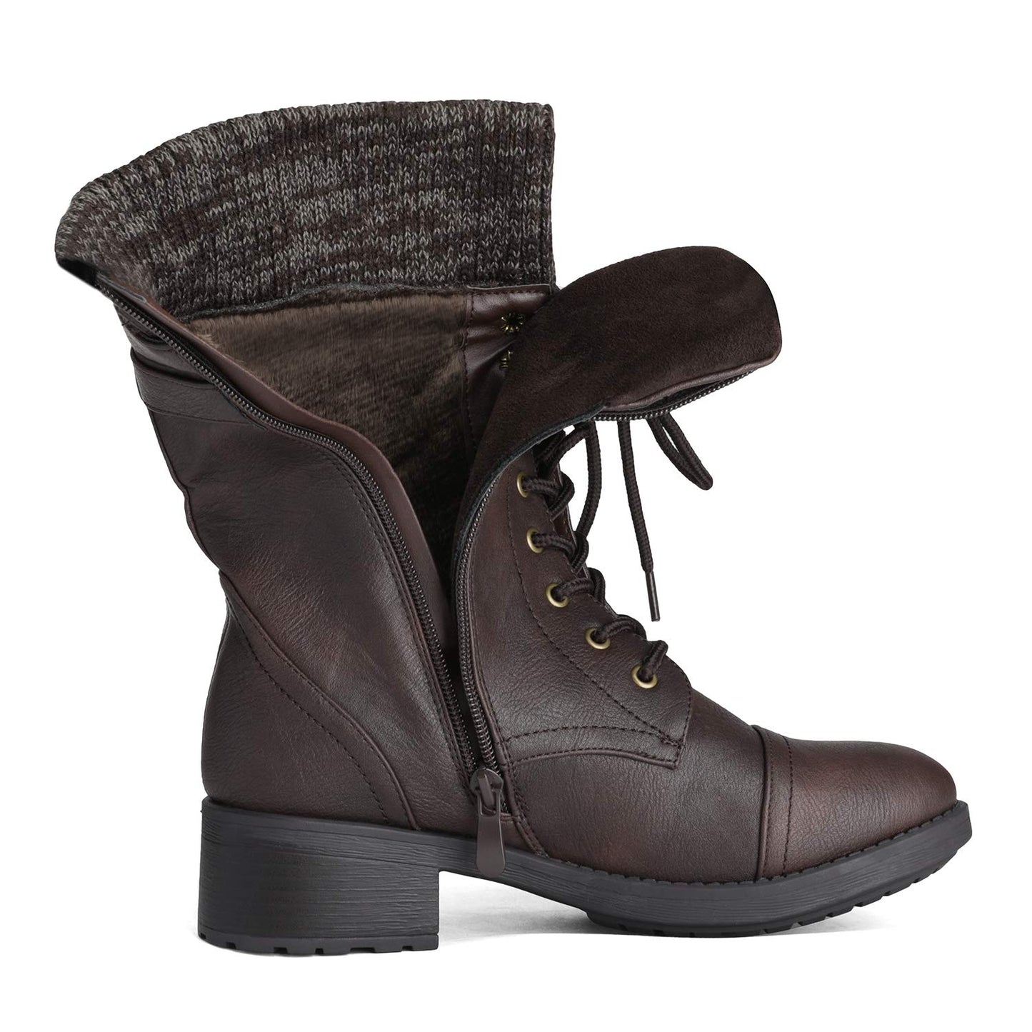 DREAM PAIRS Women's Winter Lace up Mid Calf Combat Riding Military Boots,Size 8.5,Black