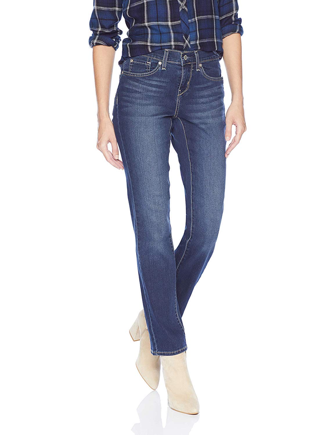 Signature by Levi Strauss & Co. Gold Women's Curvy Totally Shaping Straight Jeans, Blue Ice (New), 20 Long