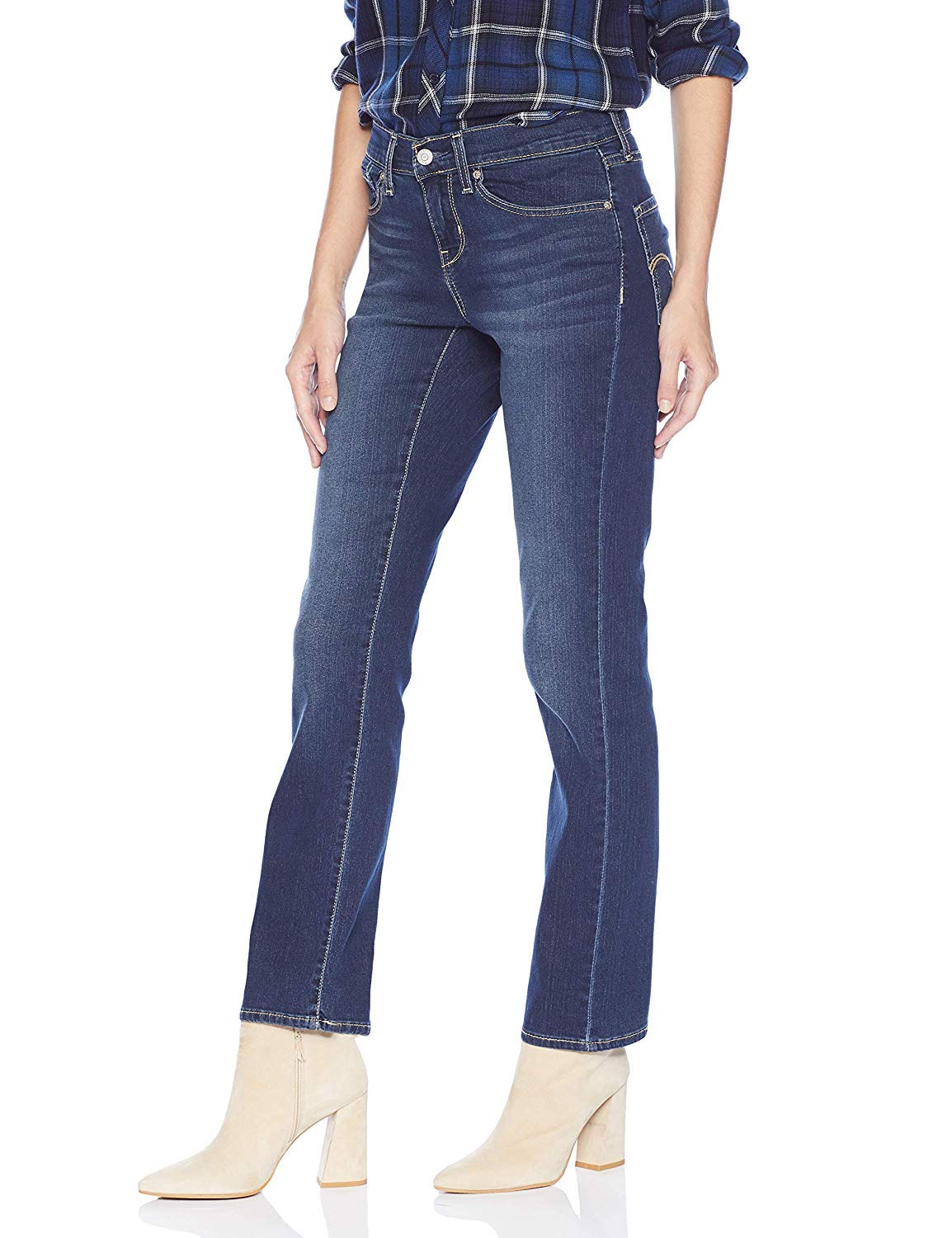 Signature by Levi Strauss & Co. Gold Women's Curvy Totally Shaping Straight Jeans, Blue Ice (New), 20 Long