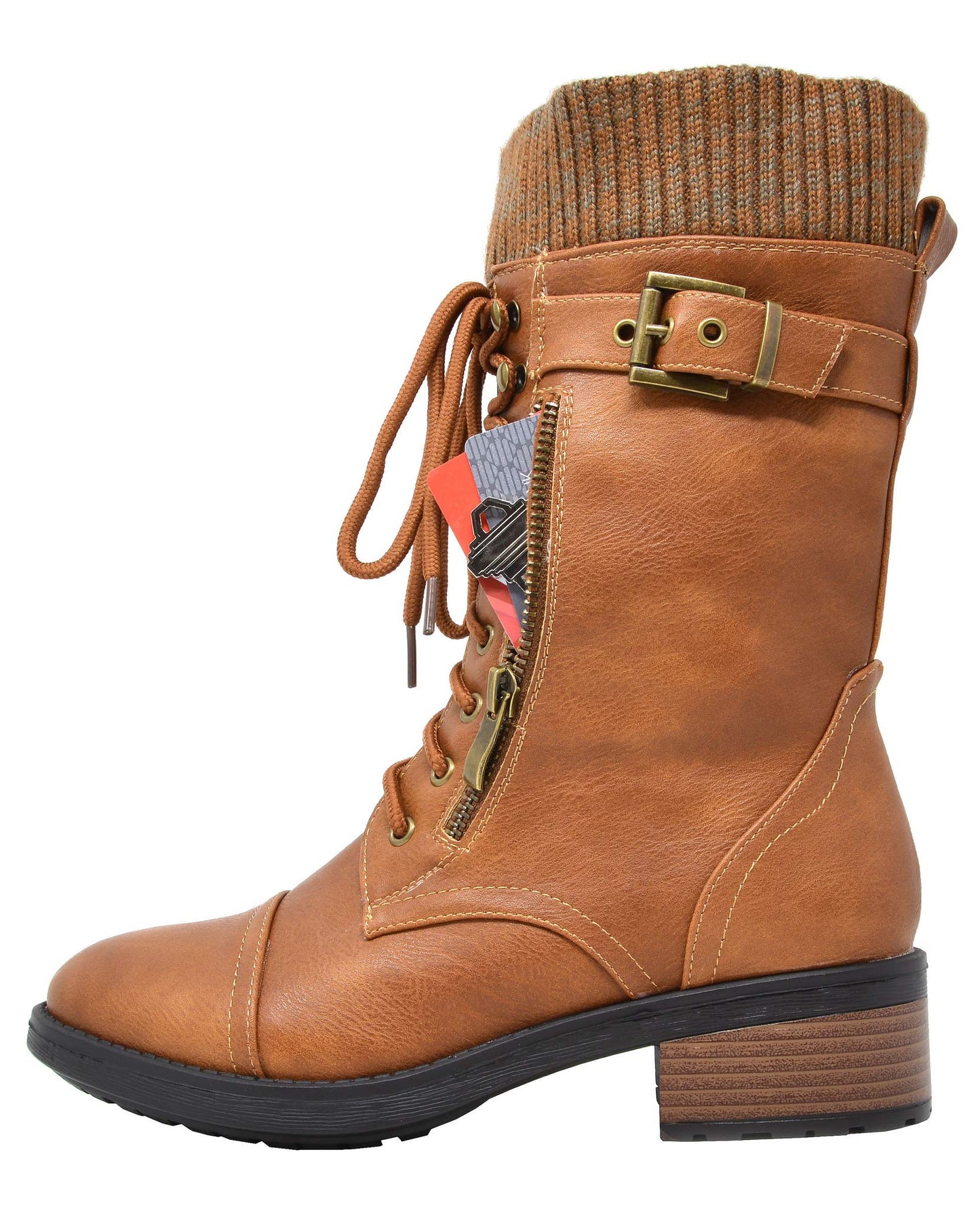 DREAM PAIRS Women's Winter Lace up Mid Calf Combat Riding Military Boots,Size 8.5,Black