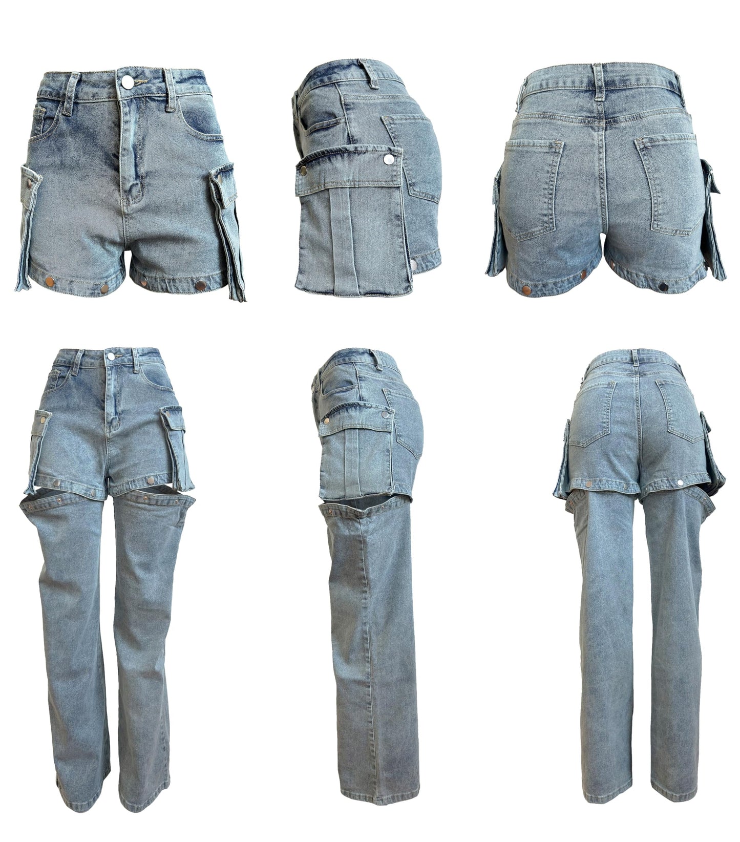 Lucuna Women's Cargo Pants Y2K High Waist Baggy Jeans Flap Pocket Loose Denim Pants Streetwear