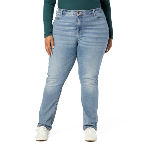Signature by Levi Strauss & Co. Gold Women's Curvy Totally Shaping Straight Jeans, Blue Ice (New), 20 Long
