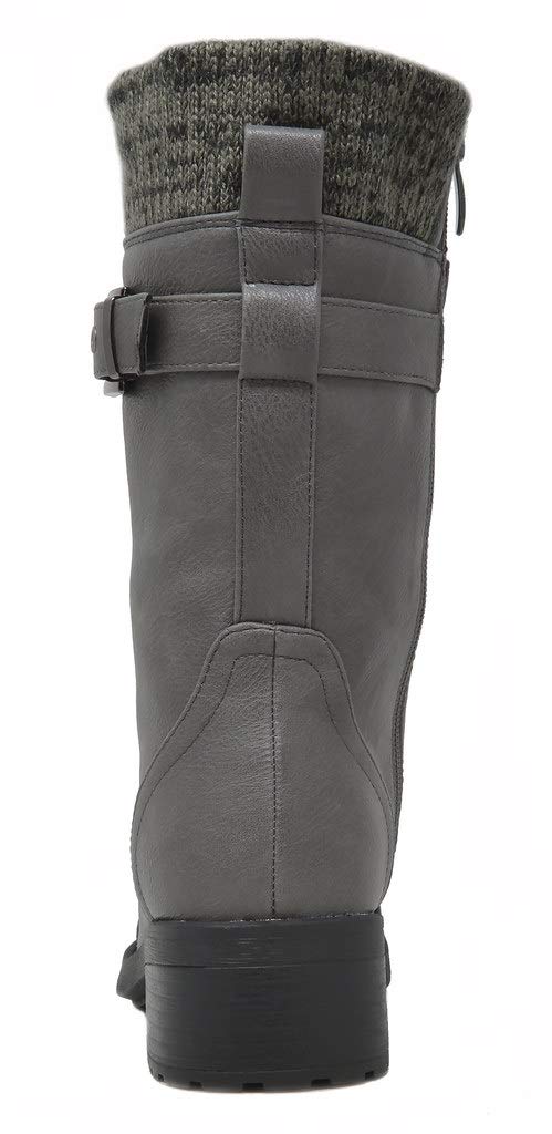 DREAM PAIRS Women's Winter Lace up Mid Calf Combat Riding Military Boots,Size 8.5,Black