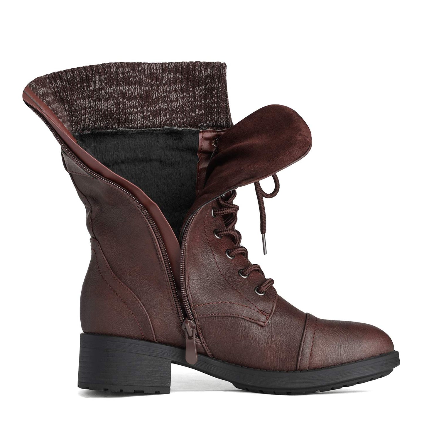 DREAM PAIRS Women's Winter Lace up Mid Calf Combat Riding Military Boots,Size 8.5,Black