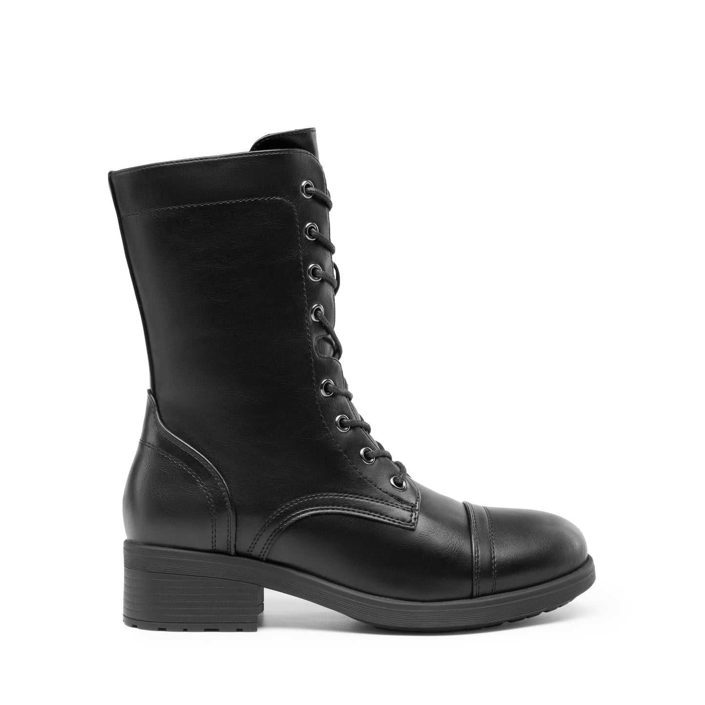 DREAM PAIRS Women's Winter Lace up Mid Calf Combat Riding Military Boots,Size 8.5,Black