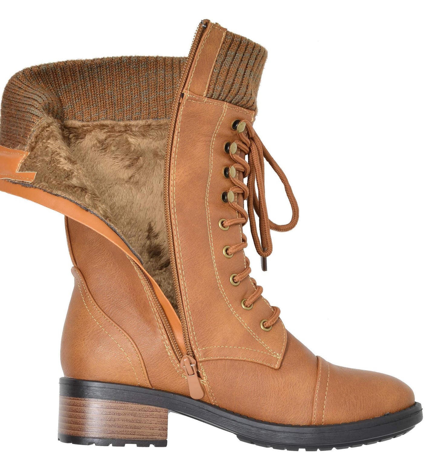 DREAM PAIRS Women's Winter Lace up Mid Calf Combat Riding Military Boots,Size 8.5,Black